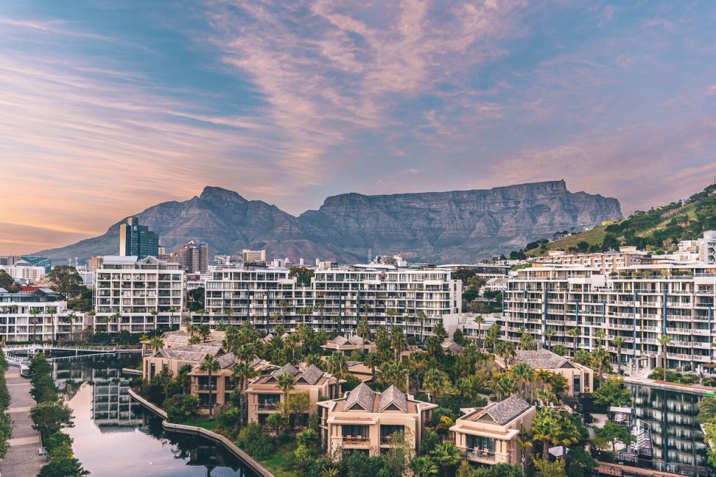 Cape town in the shadow of table mountain